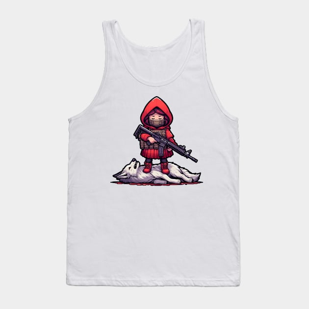 Tactical Little Red Riding Hood Adventure Tee: Where Fairytales Meet Bold Style Tank Top by Rawlifegraphic